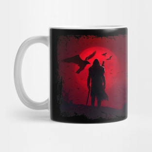 Raven Man Diablo BRZRKR a Witcher on Red Moon Mug